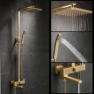Shower Faucet,Shower System Rainfall Shower Head System Body Jet Massage Set Handshower Included Sound Shower Head Rainfall Shower Antique Vintage Style Nickel Brushed Electroplated miniinthebox