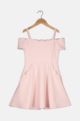 Big Girls Scalloped Scuba Skater Dress Blush Big Girls Scalloped Scuba Skater Dress Blush