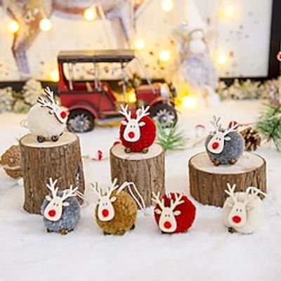 Christmas Decorations, Felt Sheep Doll Pendants, Lamb Pommel Balls, Elk Pendants, Scene Decorations, Props miniinthebox