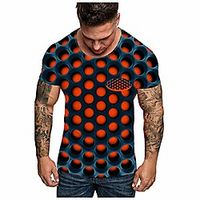 unisxe dizziness funny tees top men fashion 3d print o-neck short sleeve t shirt orange miniinthebox - thumbnail
