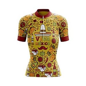 21Grams Women's Short Sleeve Cycling Jersey Summer Spandex Polyester Yellow Bike Jersey Top Mountain Bike MTB Road Bike Cycling Breathable Back Pocket Sports Clothing Apparel / Stretchy / Athleisure miniinthebox