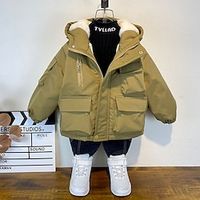 Kids Boys Hoodie Jacket Outerwear Solid Color Long Sleeve Zipper Coat Outdoor Adorable Daily Black khaki Spring Fall 7-13 Years Lightinthebox - thumbnail