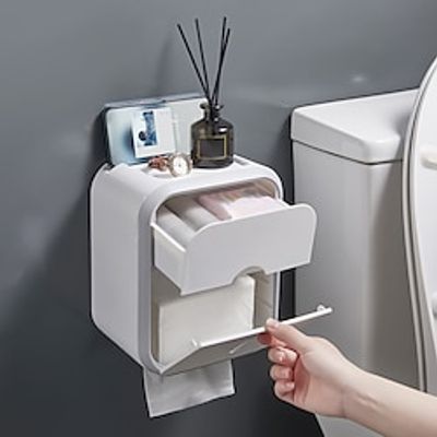 Tissue Box Multi-function Toilet Paper Holder Box Wall-mounted Waterproof Toilet Paper Organizer Box Bathroom Storage Products Lightinthebox