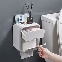 Tissue Box Multi-function Toilet Paper Holder Box Wall-mounted Waterproof Toilet Paper Organizer Box Bathroom Storage Products Lightinthebox - thumbnail