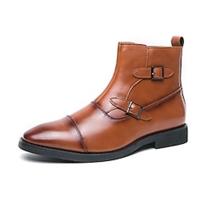 Men's Boots Dress Shoes Casual British Daily PU Comfortable Booties  Ankle Boots Zipper Buckle Black Brown Fall Winter Lightinthebox