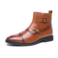 Men's Boots Dress Shoes Casual British Daily PU Comfortable Booties / Ankle Boots Zipper Buckle Black Brown Fall Winter miniinthebox - thumbnail