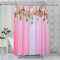 Beautiful Flowers Shower Curtain with Hooks for Bathroom for wedding scene Barn Door Bathroom Decor Set Polyester Waterproof 12 Pack Plastic Hooks Lightinthebox