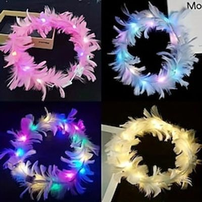 3pcs Luminous Faux Feather Headwear Elegant Glitter Garland Christmas Party Dress Up Headdress Headbands Lightinthebox
