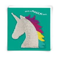 Redback Cards Sequin Unicorn Greeeting Card (16 x 16cm)