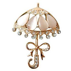 navachi 18k gold plated white created-opal crystal umbrella az7931b brooch pins Lightinthebox