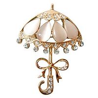 navachi 18k gold plated white created-opal crystal umbrella az7931b brooch pins Lightinthebox - thumbnail