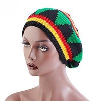 Beret Knitted Cap For Women Jamaican Rasta Knit Beanie Hat Winter New Multi-colour Hip Hop Fashion Haircover Lightinthebox - thumbnail