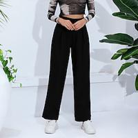 Women's Pants Trousers Normal 100% Polyester Solid Colored Black 1# Chino High Rise Full Length Casual Spring Fall Lightinthebox