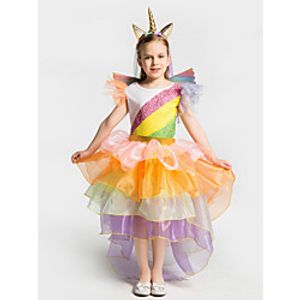 Unicorn Cosplay Costume Costume Vacation Dress Girls' Movie Cosplay A-Line Slip Cosplay Orange Dress Christmas Halloween Children's Day Polyester Organza miniinthebox