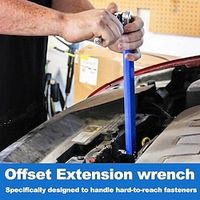 Offset Extension Wrench - 15-Inch Impact-Ready Socket Wrench Tool with Square Drive Adapters (1/4, 3/8, 1/2) Lightinthebox