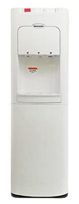 Sharp Bottom Loading Water Dispenser, Novel Three Faucet, Three Tap Design For 5 Gallon Bottle Hot, Cold, Normal Temperature With LED Night Light Under Faucet, White, SWD-E3BL-WH3