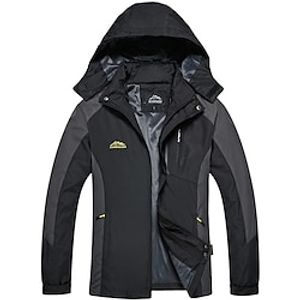Men's Hoodie Jacket Waterproof Hiking Jacket Hiking Windbreaker Outdoor Thermal Warm Waterproof Windproof Quick Dry Outerwear Trench Coat Top Skiing Ski  Snowboard Fishing Black men Red men Army Lightinthebox