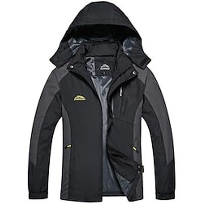 Men's Hoodie Jacket Waterproof Hiking Jacket Hiking Windbreaker Outdoor Thermal Warm Waterproof Windproof Quick Dry Outerwear Trench Coat Top Skiing Ski  Snowboard Fishing Black men Red men Army Lightinthebox