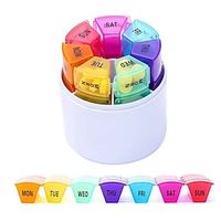 PVC Colorful Pill Box One Week Pill Box Round Portable 28 Grid Rainbow Pill Box miniinthebox - thumbnail