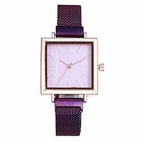 Girl Watch Fashion Magnet Buckle Square Shell Female Simple Quartz Wrist Watch Scale Fashion Watch Mesh Belt Watch Girlfriend Gift,Purple Lightinthebox - thumbnail
