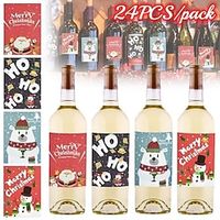 24PCS/pack Christmas Wine Bottle Label Stickers Santa Claus Snowman for Xmas New Year Decorations Home Party DIY Supplies 2024 New Year Decor Xmas Gifts miniinthebox - thumbnail