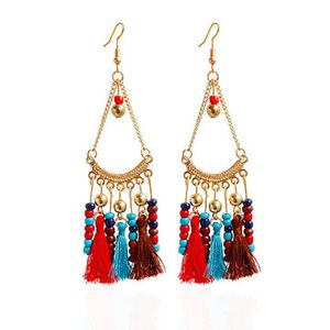 Women's Bohemian Earrings Tassel Beads Long Earrings