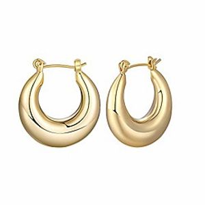 linlan 14k gold plated chunky small hoop earrings-open hoops earrings for women-small thick hoop earrings-minimalist jewelry Lightinthebox