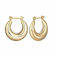 linlan 14k gold plated chunky small hoop earrings-open hoops earrings for women-small thick hoop earrings-minimalist jewelry Lightinthebox - thumbnail