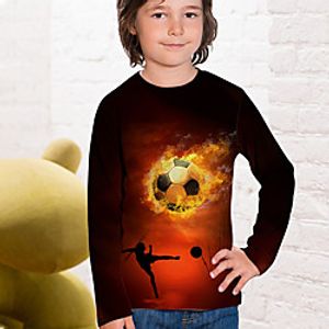 Kids Boys' T shirt Long Sleeve 3D Print Football Red Children Tops Fall Active Regular Fit 4-12 Years Lightinthebox