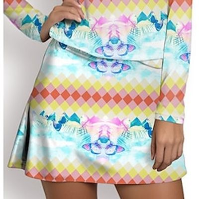 Women's Tennis Skirts Golf Skirts Breathable Quick Dry Moisture Wicking Tennis Clothing Golf Apparel Regular Fit 2 in 1 Golf Tee Pocket Plaid Butterfly Summer Tennis Golf Pickleball miniinthebox