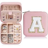 Trendy Travel Jewelry Case, Personalized Gifts,Pink Travel Jewelry Box,Birthday Gifts for Women Valentine's Day Gifts  for Teens Girls Initial Travel Jewelry Case Lightinthebox - thumbnail