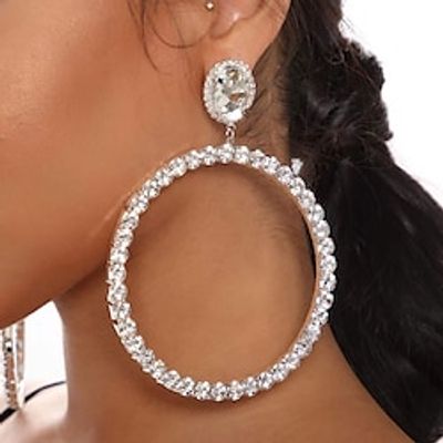 Women's Hoop Earrings Round Cut Precious Statement Imitation Diamond Earrings Jewelry Silver  Gold For Wedding Party Daily 1 Pair Lightinthebox