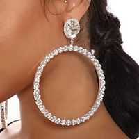 Women's Hoop Earrings Round Cut Precious Statement Imitation Diamond Earrings Jewelry Silver  Gold For Wedding Party Daily 1 Pair Lightinthebox - thumbnail