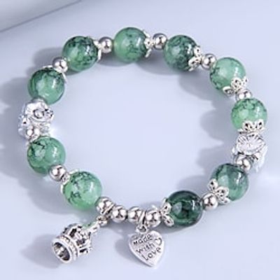 Women's Charm Bracelet Bead Bracelet Beaded Heart Simple Resin Bracelet Jewelry Green For Daily Lightinthebox Women's Charm Bracelet Bead Bracelet Beaded Heart Simple Resin Bracelet Jewelry Green For Daily Lightinthebox