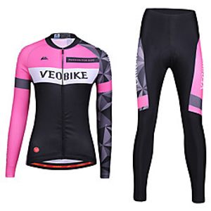 Women's Long Sleeve Cycling Jersey with Tights Summer Spandex Pink  Black Bike Quick Dry Sports Geometic Mountain Bike MTB Road Bike Cycling Clothing Apparel  Stretchy  Athletic  Athleisure Lightinthebox
