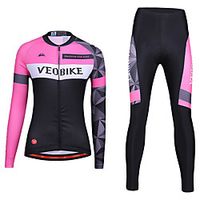 Women's Long Sleeve Cycling Jersey with Tights Summer Spandex Pink  Black Bike Quick Dry Sports Geometic Mountain Bike MTB Road Bike Cycling Clothing Apparel  Stretchy  Athletic  Athleisure Lightinthebox - thumbnail