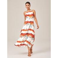 Summer Floral Gradient Halter Neck Sleeveless Maxi Dress - thumbnail
