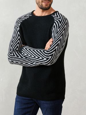 Men Knit Chevron Pattern Raglan Sleeve Pullover Sweater Men Knit Chevron Pattern Raglan Sleeve Pullover Sweater