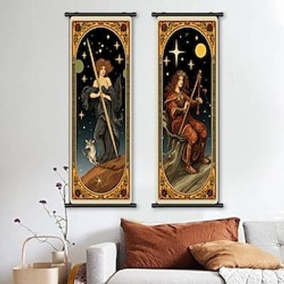 1pc People Poster with Hangers Courtyard Goddess Constellation Wall Art Canvas Posters Art For Home Living Room Decoration Wall Art Decor Lightinthebox