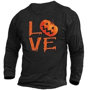 Men's Halloween Pumpkin Trick T Shirt Hot Stamping Letter Crew Neck Street Casual Long Sleeve Tops Designer miniinthebox