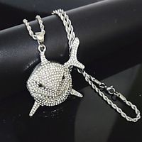 hip hop large shark pendant necklace gold cuban chain bling necklace Lightinthebox - thumbnail