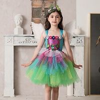 Kids Little Girls' Dress Flower colour Strap Dress Party Performance Mesh Patchwork Light Green Midi Sleeveless Princess Cute Dresses Spring Summer Slim 3-10 Years Lightinthebox - thumbnail