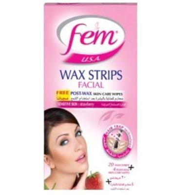 Fem Wax Strips for Facial Strawberry 20 Strips