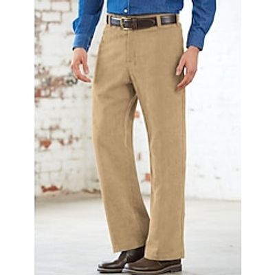 Men's Dress Pants Corduroy Pants Winter Pants Trousers Suit Pants Pocket Plain Comfort Breathable Outdoor Daily Going out Fashion Casual Khaki miniinthebox