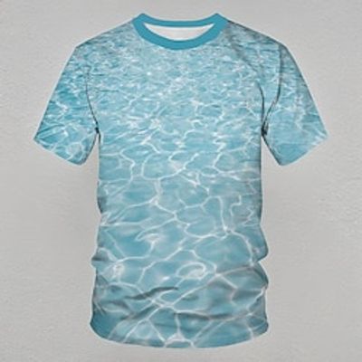 Water Droplet Graphic Fashion Designer Casual Men's 3D Print Short Sleeve Shirt T shirt Tee Tee Top Casual Daily Holiday T shirt Light Blue Royal Blue Blue Short Sleeve Crew Neck Shirt Summer Clothing Lightinthebox