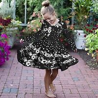 Girls' 3D Floral Dress Long Sleeve 3D Print Fall Winter Sports  Outdoor Daily Holiday Cute Casual Beautiful Kids 3-12 Years Casual Dress A Line Dress Above Knee Polyester Regular Fit miniinthebox - thumbnail