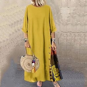 Women's Plus Size Holiday Dress Print Crew Neck Print Long Sleeve Winter Fall Vintage Casual Maxi long Dress Daily Holiday Dress Lightinthebox