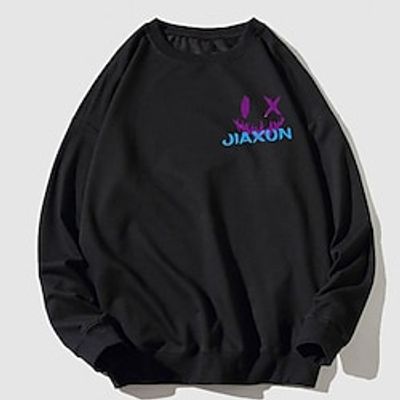 Men's Sweatshirt Pullover Black White Crew Neck Graphic Letter Sports  Outdoor Sports Streetwear Hot Stamping Basic Streetwear Casual Winter Fall Clothing Apparel Hoodies Sweatshirts  miniinthebox