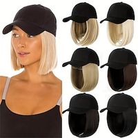 Baseball Cap Wig Synthetic Wig Straight Middle Part Wig Short Black A1 A2 A3 A4 Synthetic Hair Women's Fashionable Design Natural Easy to Carry Blonde Black Brown miniinthebox - thumbnail
