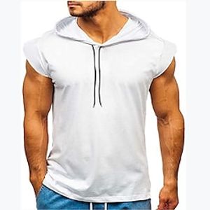 Men's T shirt Tee Solid Color Hooded Red White Black Street Casual Short Sleeve Clothing Apparel Fashion Classic Comfortable Big and Tall  Summer  Summer  Sports Lightinthebox